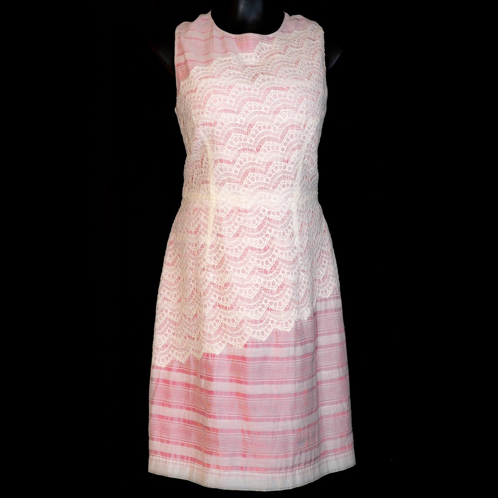 Pink and white knee length dress